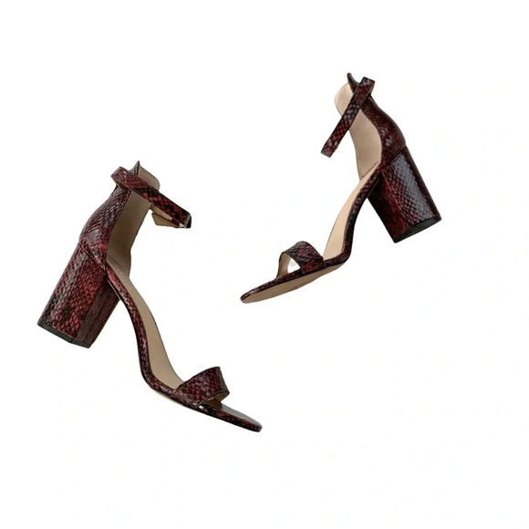 Vince Camuto Beah Snakeskin Burgundy Low Heel Sandals 10 NWT - Picture 4 of 10